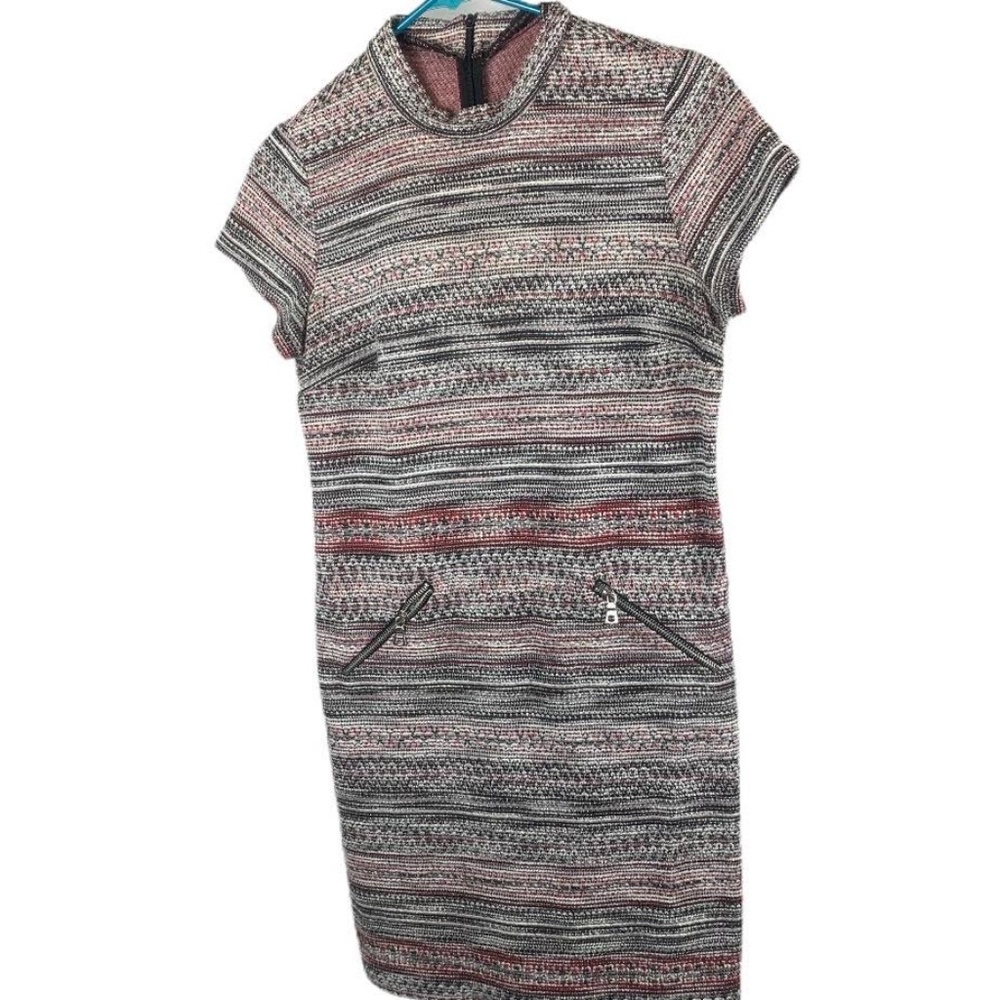 Short sleeve, high neck, tweed Professional Dress